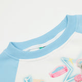 Women Hoodie Printed Short Sweater Women's round-Neck Casual Autumn Color Matching