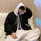 Men Hoodie Cardigan Sweater Men's Spring and Autumn Loose Autumn Coat