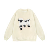 Men Hoodie Flocking Embroidered Lamb Animal Loose Sweater