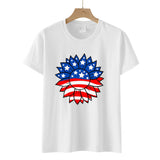 Women's Independence Day T Shirt T-shirt Women's Short-Sleeved Shirt Sunflower Print