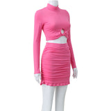 Women Co-Ord Set Women's Long-Sleeve Blouse Skirt