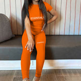 Women Jumpsuit Letter Print T-shirt Skinny Yoga Pants Women's