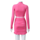Women Co-Ord Set Women's Long-Sleeve Blouse Skirt