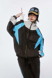 Unisex Jacket Fall Multi-Color Mosaic Stand Collar Coat Women's Clothing