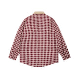 Men Long Sleeved T Shirt Retro Plaid Long Sleeve Shirt Men's Embroidery Loose Shirt Coat Spring and Autumn