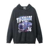 Men Hoodie Printed Washed Distressed Hooded Sweater Men's Loose Long Sleeve