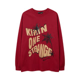 Men Long Sleeve Shirt Fun Printing Distressed Long Sleeve T-shirt Men and Women Vibe Idle Style Loose