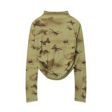 Women Long Sleeve T-Shirt Long Sleeve T-shirt Girls Slim Retro Short Spring and Autumn