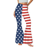 National Flag Day Leggings Summer Women's Independence Day Bell-Bottom Pants Striped Casual Leggings