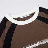Men Hoodie round Neck Base Sweater Stitching Contrast Color American Motorcycle Racing Suit