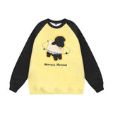 Men Hoodie Printed Crew Neck Sweatshirt Men's Color Matching Long Sleeve Autumn and Winter