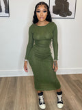 Women Dresses Women Autumn Crew Neck Long Sleeve Casual Dress