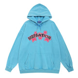 Men Hoodie Printed Hoodie Men's Spring and Autumn Loose Casual Long Sleeves Washed Old