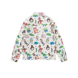 Varsity Jacket Vintage Cartoon Lapel Patterned Denim Jacket Men's Autumn