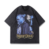 Men T Shirt Hip Hop Retro Rap Print Distressed Short Sleeve T-shirt for Men and Women