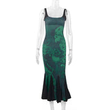 Women Dresses Y2g Long Dress Printed Flowers Suspenders Dress