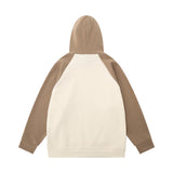 Men Hoodie Animal Print Dog Hooded Sweater Color-Block Raglan Sleeves