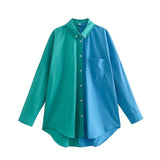 Women's T-Shirt Long Sleeve Loose Color Matching Shirt