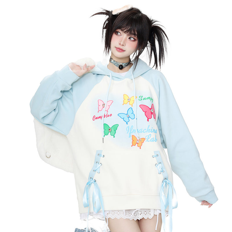 Women Hoodie Hooded Sweater Loose Women's Autumn Color Matching