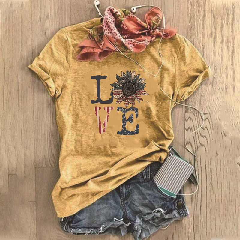 Women Independence Day T Shirt Printed Short Sleeve T-shirt