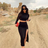 Women Co-Ord Set Autumn Sexy Long Sleeve Top Suit