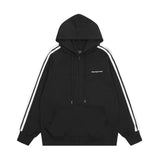 Men Hoodie Loose Sports Hooded Cardigan Sweater Men's Striped Stitching Casual