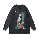 Men Long Sleeve Shirt Design Sense Washed and Worn Couple Long Sleeve T-shirt