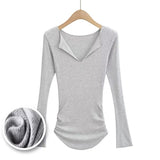 Women T-Shirt Top Women's Autumn Winter Sexy V Flip T-shirt