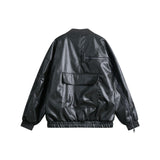 Unisex Jacket Autumn Large Pocket Zipper Leather Jacket Women's Clothing
