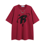 After Prom Shirt High Street Loose Necklace Decoration Short Sleeve T-shirt Top