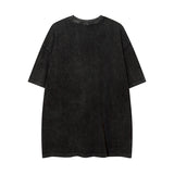 Men T Shirt Wash T-shirt Men and Women American Retro round Neck Short Sleeves