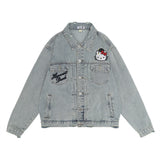 Men Denim Jacket Embroidered Denim Jacket Men's Loose Wash Denim Jacket