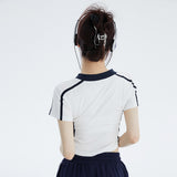 Women T-shirt Printed V-neck Short-Sleeved T-shirt Women's Summer Exposed Navel