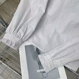 Women T-Shirt Long Sleeve Striped Shirt Women Spring Puff Sleeve Loose Top