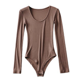Women T-Shirt Spring round Neck Tight Pattern Slim-Fit Long Sleeve One-Piece T-shirt