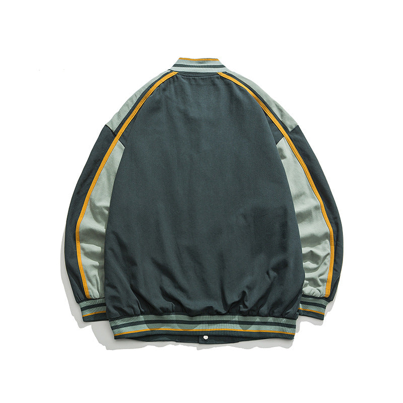 Varsity Jacket Vintage Autumn Embroidery Dark Green Fashion Brand Baseball Uniform