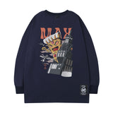 Men Long Sleeve Shirt Personality Cartoon Printed Loose Long Sleeves T-shirt Men's and Women's Tops