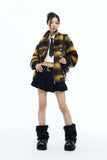 Unisex Jacket Autumn Retro Contrast Color Plaid Coat Women's Clothing
