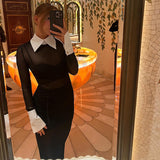 Woman Dresses Women's Spring round Neck Long Sleeve Stitching Dress