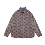 Men Long Sleeved T Shirt Spring and Autumn Floral Shirt Ins Loose Casual Long Sleeves Shirt