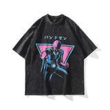 Men's T Shirt Vintage Distressed Printed Short-Sleeved T-shirt Men's and Women's Loose Summer