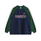 Men Hoodie Color-Block Raglan Sleeves round Neck Sweater Men