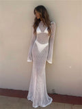 Women Sweater Dress Knitted Polo Long Skirt Sun Protection Dress Women