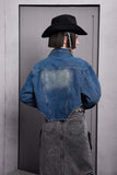 Unisex Jacket Autumn Distressed Hot Girl Denim Coat for Women