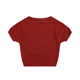 Women Sweater Short Knitted Women's Casual Summer round Neck Short Sleeves Exposed Navel