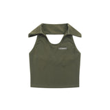 Women Vest Lapel Sleeveless Vest Short Girls' Summer Top