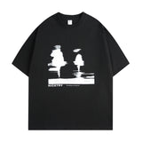 Summer New T-Shirt Black and white tree abstract Printed Mal