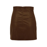 Women Skirt PU Leather Short Slit Skirt Fall Slim Fit