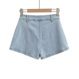 Women Skirt Denim Autumn Vintage Distressed A- line Skirt