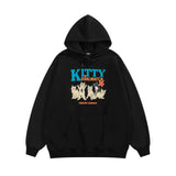 Men Hoodie Cartoon Animation Kitten Print Sweater